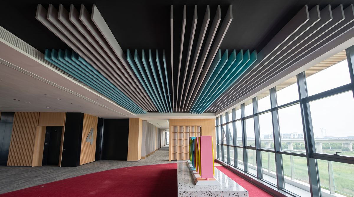 Acoustic baffle ceiling · Education